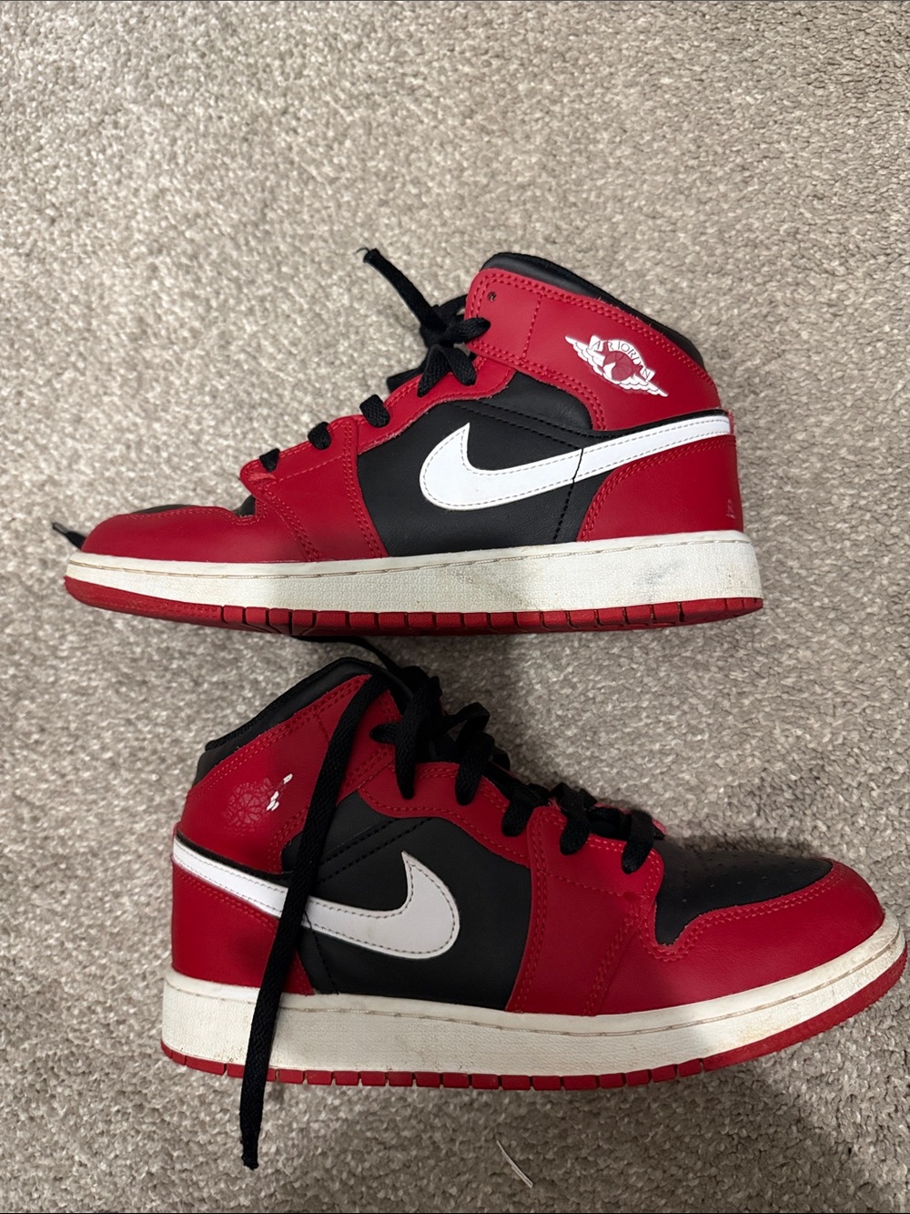 Nike Red Black White Mid-Top Sneakers